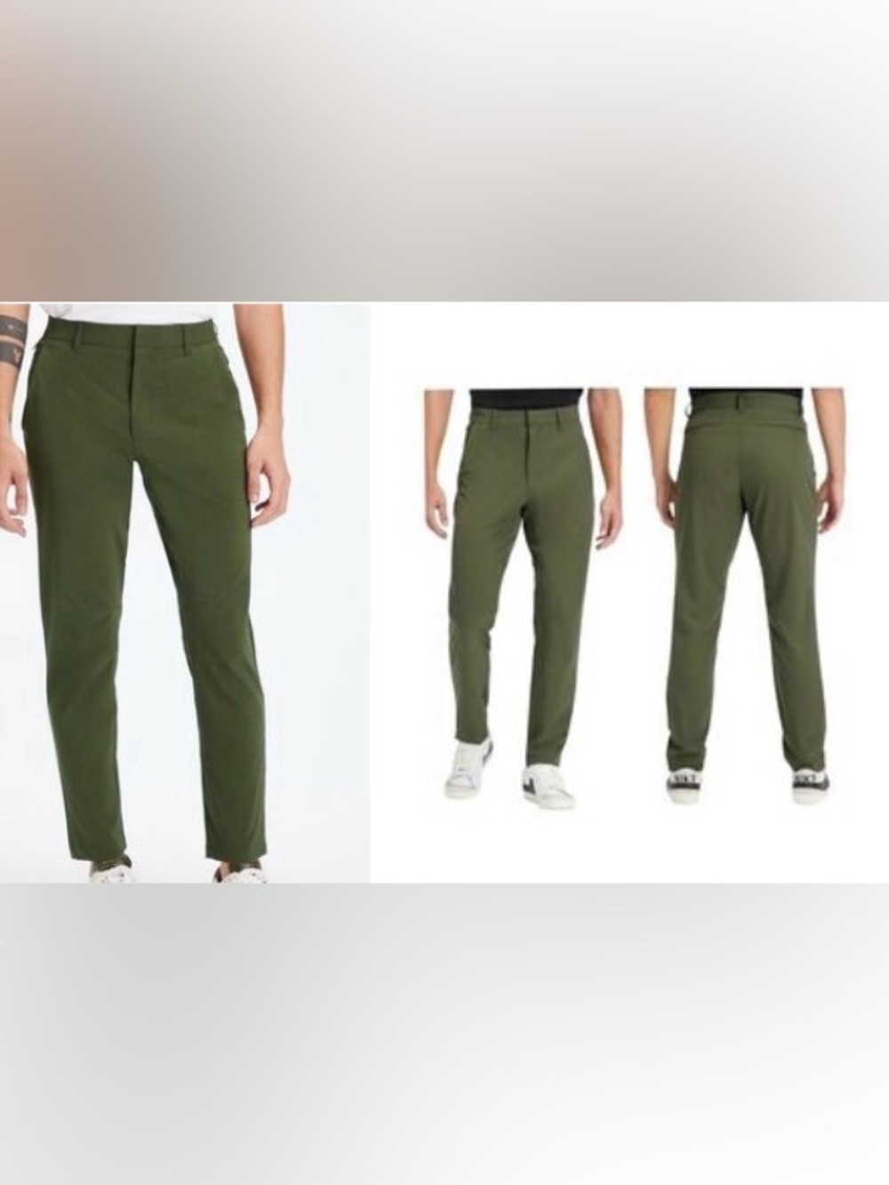 Fabletics‎ Mens Olive Green Performance Chino Pants 35x32 PT2253840 Stretch Golf